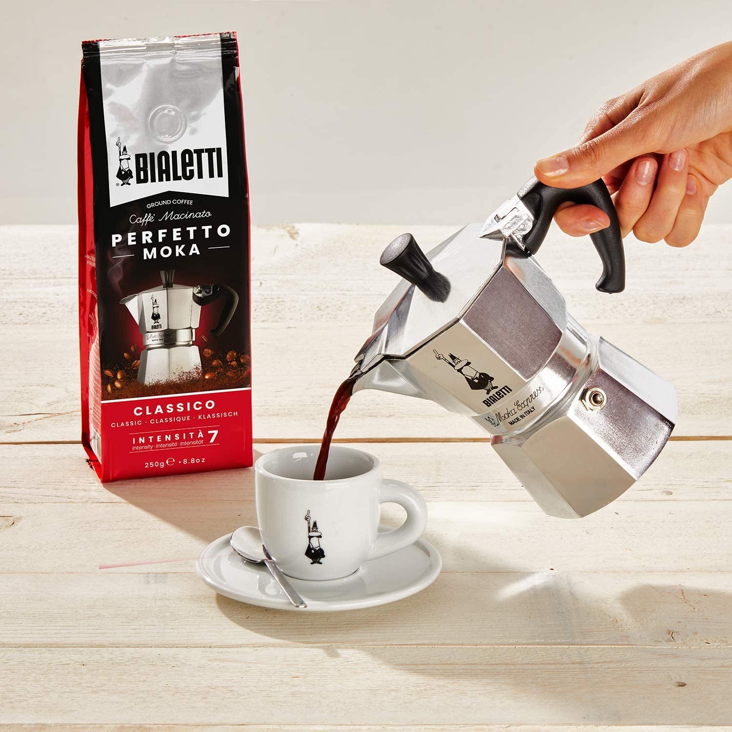 Bialetti Aluminum 6 Cup Stovetop Steamer Espresso Coffee Maker Brewer, Silver