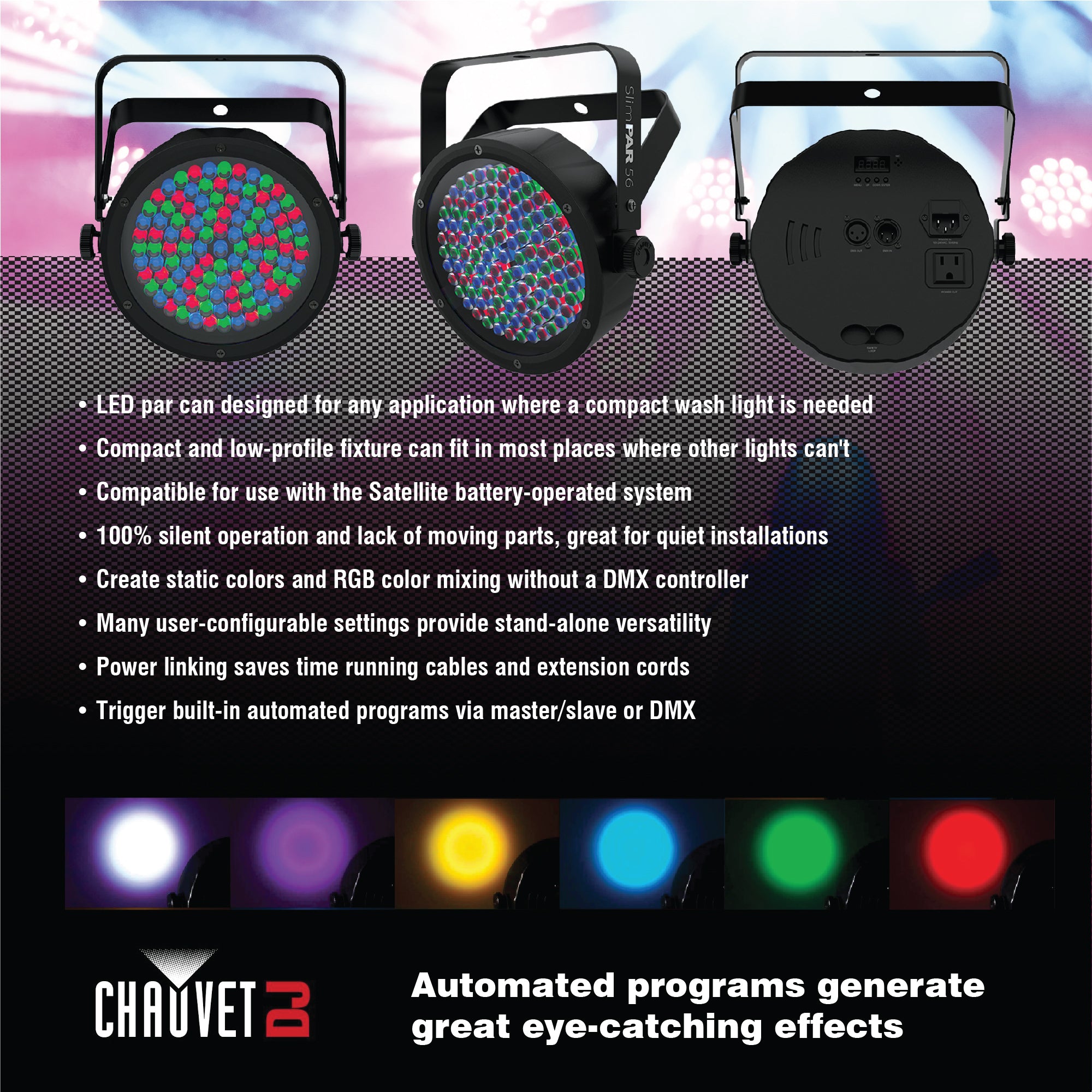 Chauvet DJ SlimPar 56 LED DMX Slim Par Flat Can RGB Effect Fixture (Refurbished)