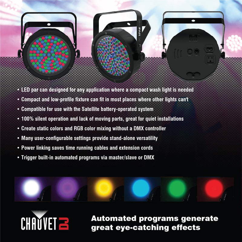 CHAUVET DJ SlimPar 56 LED DMX Slim Par Flat Can RGB Wash Light Effect Fixture