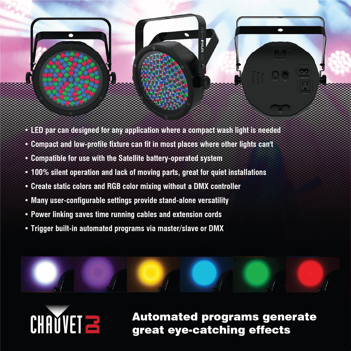 Chauvet DJ SlimPar 56 LED DMX Slim Par Flat Can RGB Wash Light Effect Fixture (Refurbished)