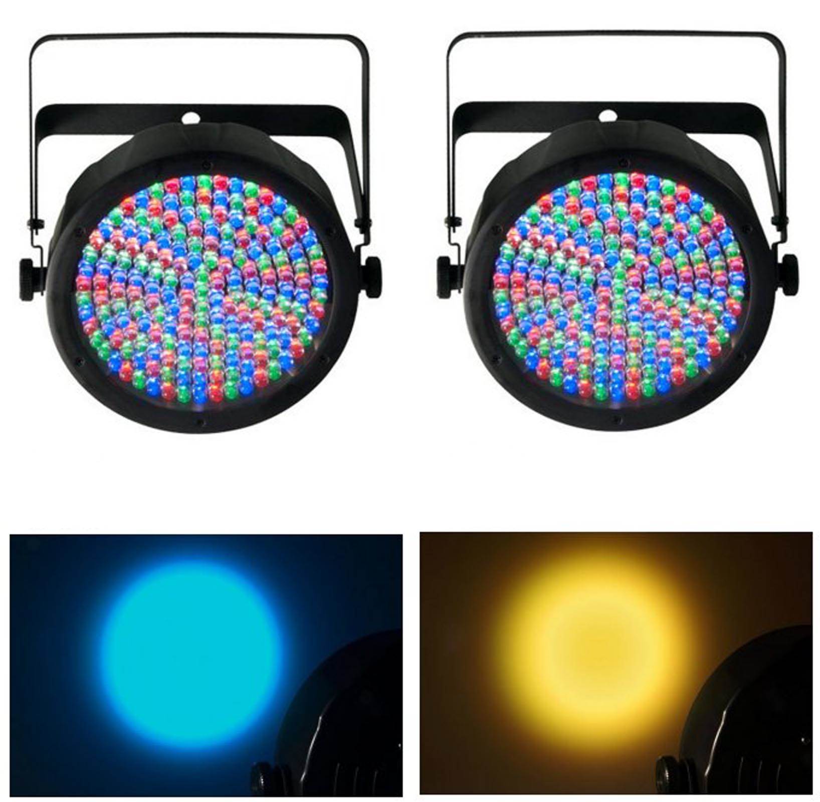 (2) Chauvet SlimPar 64 LED DMX Slim Par Can Stage Pro DJ RGB Lighting Effects