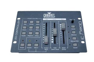 4 Chauvet DJ SlimPar 56 LED Slim Par Cans w/Obey 3 DMX Controller + Bag & Cables
