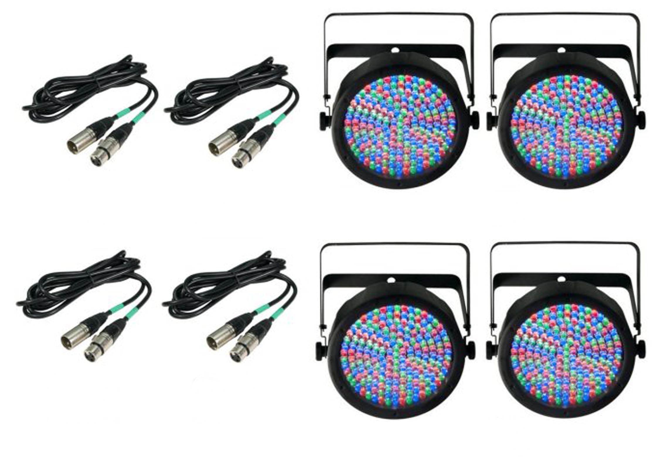 4) Chauvet DJ SlimPar 64 LED Slim Par Can Pro RGB Lighting Effects w/ DMX Cables