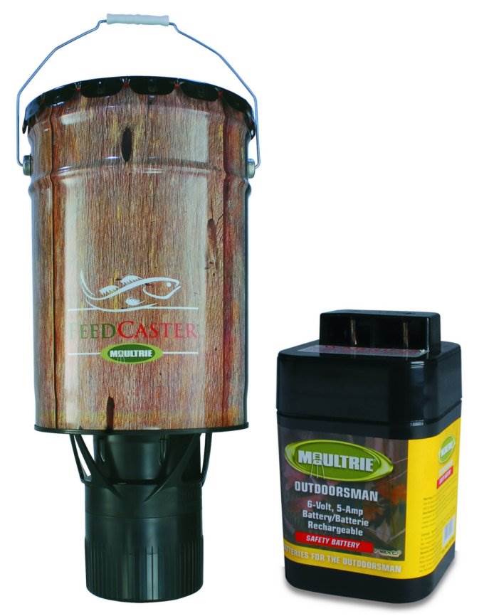 Moultrie Feeders 6 Gallon Automatic Pond Fish Feeder + 6V Rechargeable Battery