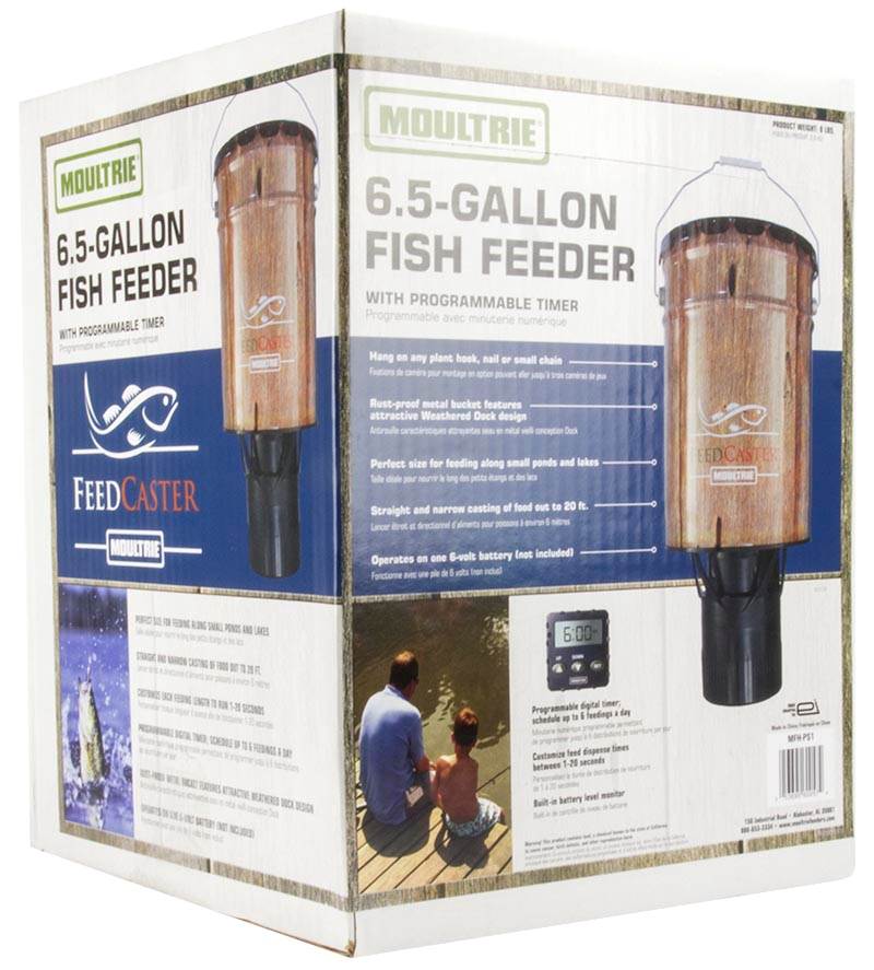 Moultrie Feeders 6 Gallon Automatic Pond Fish Feeder + 6V Rechargeable Battery