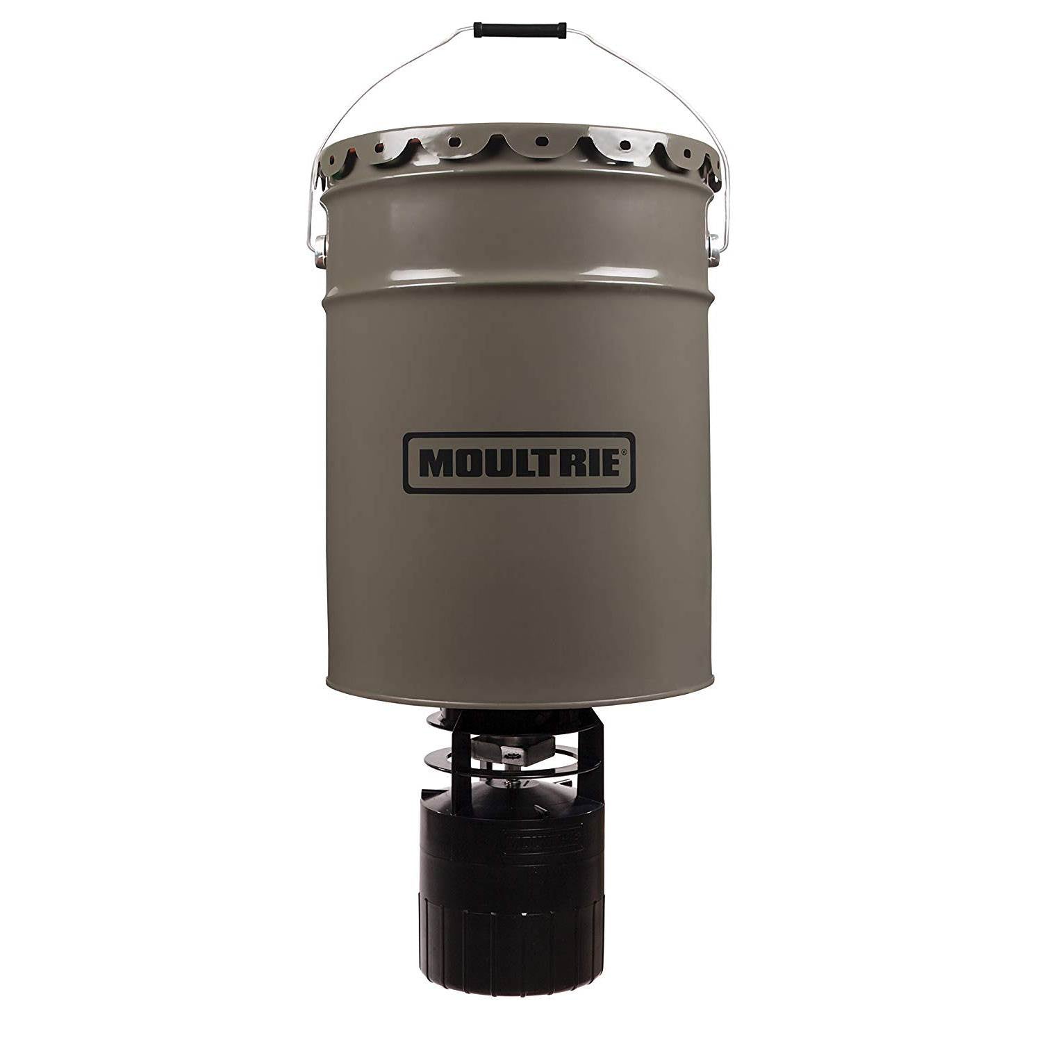 NEW! Moultrie 6.5 Gallon Pro-Hunter Bucket Style Hanging Feeder + 6 Volt Battery