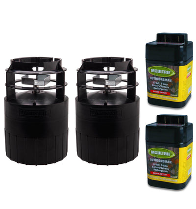 Moultrie 360° Pro Hunter Deer Feeder Kits + 6 Volt Rechargeable Batteries, Pair