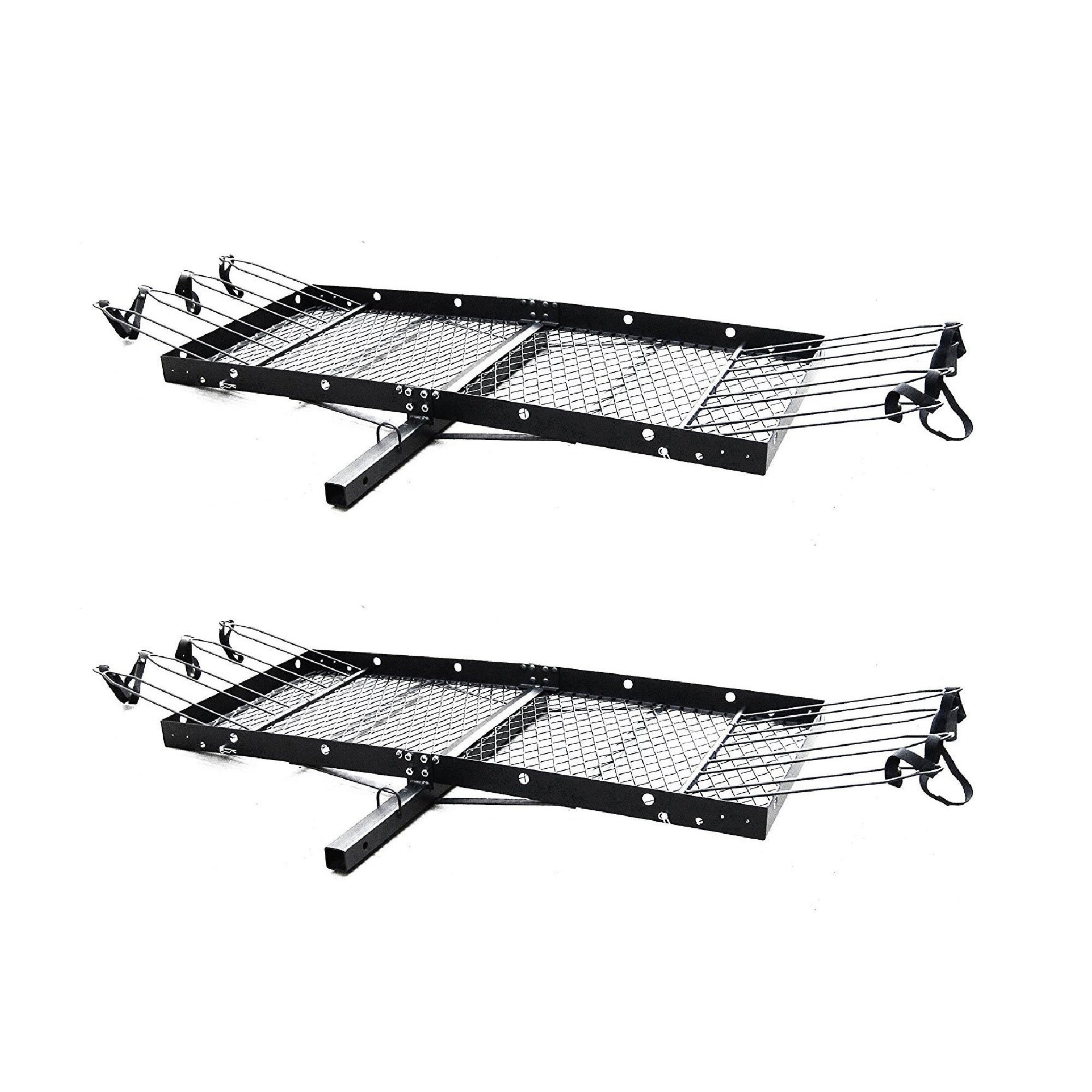 Tow Tuff 62" Steel Cargo Carrier Trailer for Car or Truck w/ Bike Rack (2 Pack)