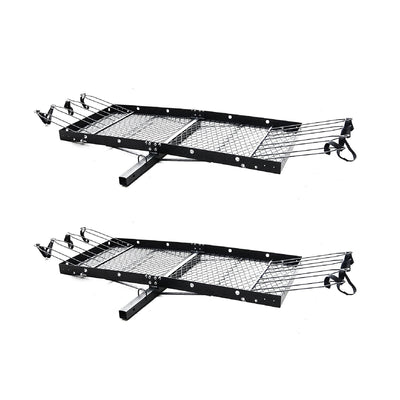 Tow Tuff 62" Steel Cargo Carrier Trailer for Car or Truck w/ Bike Rack (2 Pack)