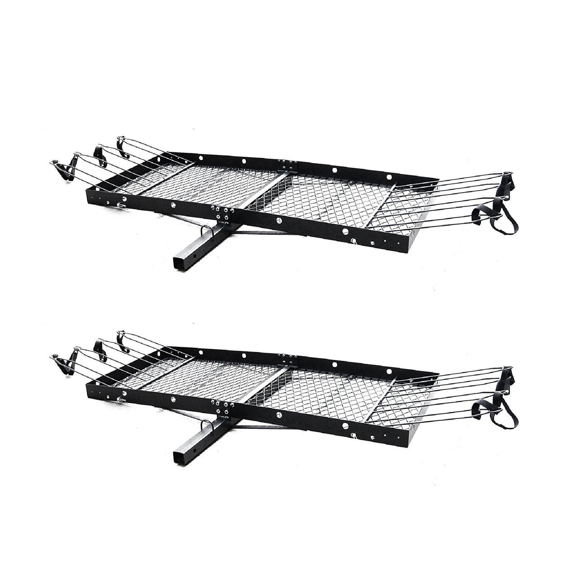 Tow Tuff 62" Steel Cargo Carrier Trailer for Car or Truck w/ Bike Rack (2 Pack)