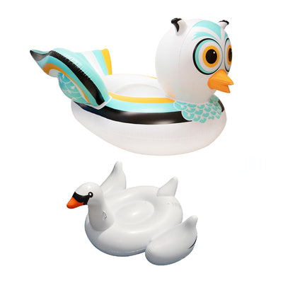 Swimline Giant Inflatable White Owl Ride-On & Giant Inflatable Swan Ride-On - VMInnovations