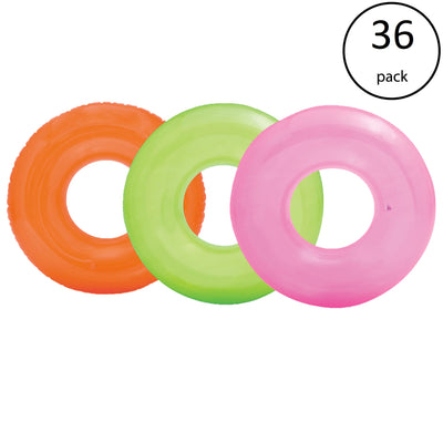 Intex Colorful Transparent Inflatable Swimming Pool Beach Tube Raft (36 Pack)