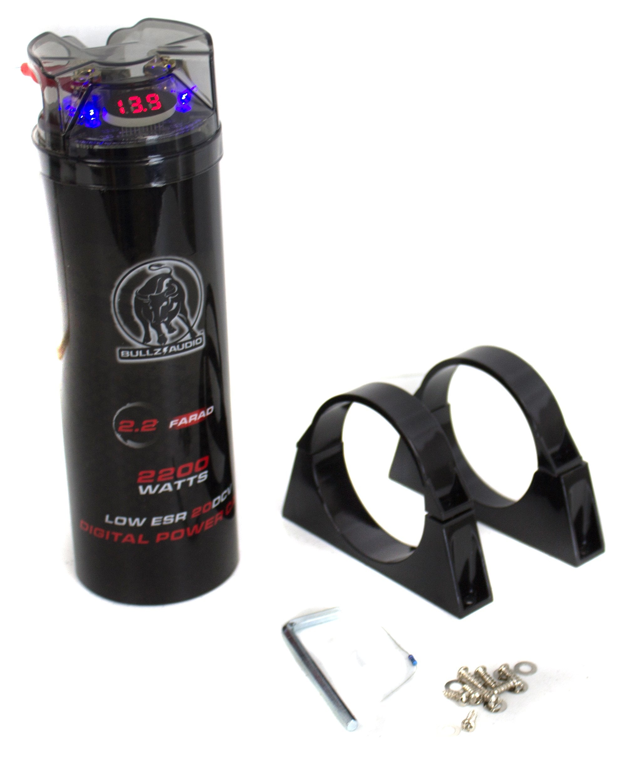 BULLZ AUDIO 2200 Watt 12v 2.2 Digital Car Power Farad Capacitor (Refurbished)
