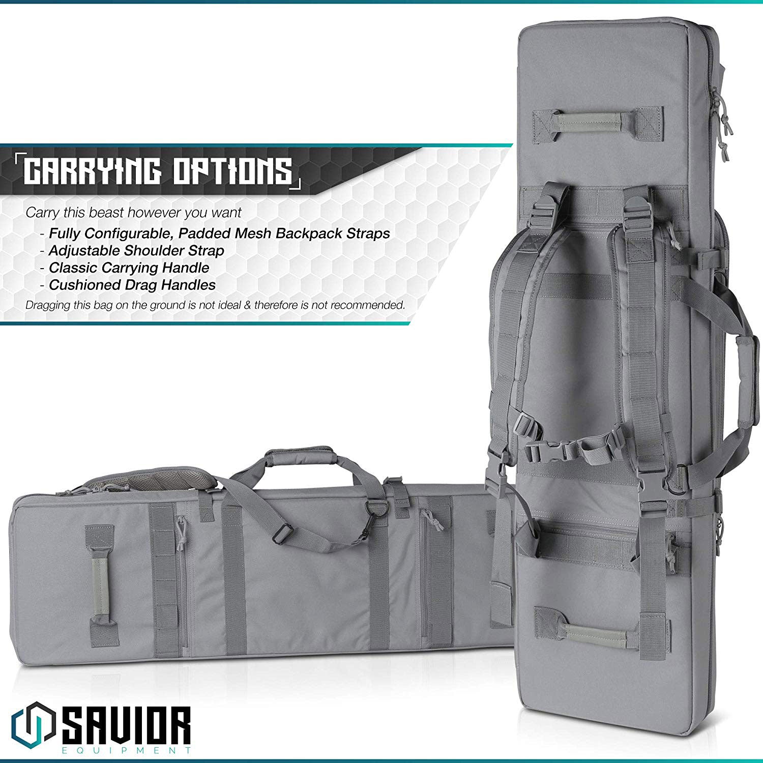 Savior Equipment SW Gray Urban Double Rifle Carrying Case, 42-Inch (For Parts)