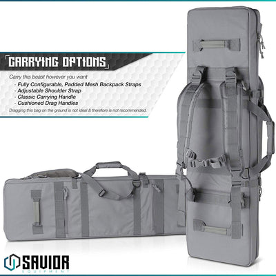 Savior Equipment SW Gray Urban Double Rifle Carrying Case, 42-Inch (For Parts)