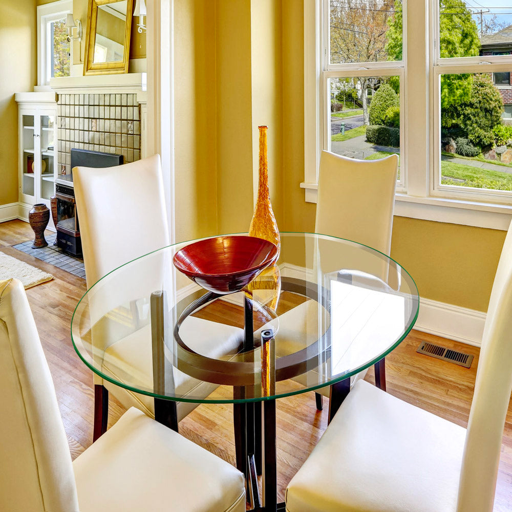 Dulles Glass 36" Round 1/2 In Thick Glass Table Top with Beveled Edge (Open Box)