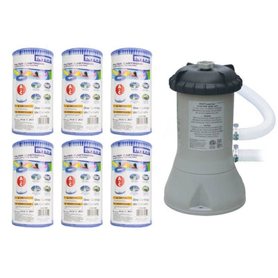 Intex 1000 GPH Easy Set Pool Filter Pump w/ Type A & C Filter Cartridge (6 Pack) - VMInnovations