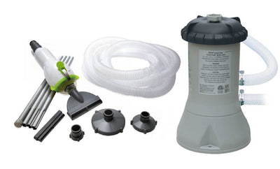 Intex 1000 GPH Swimming Pool Filter Pump w/GFCI & Skooba Vac Vacuum Combo