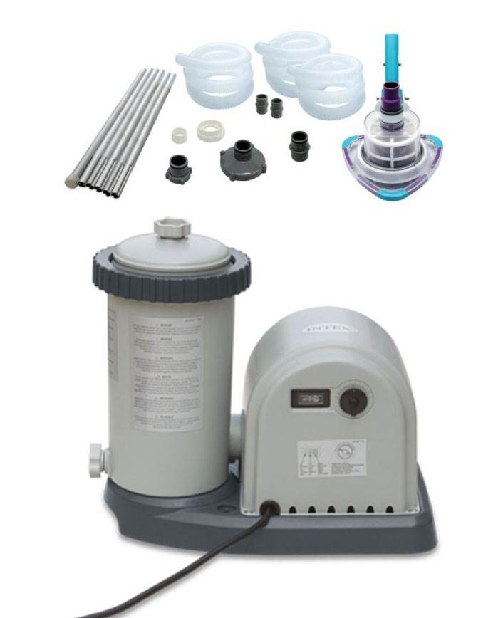 Intex 1500 GPH Easy Set Swimming Pool Filter Pump w/ GFCI & V-Trap Vac Vacuum
