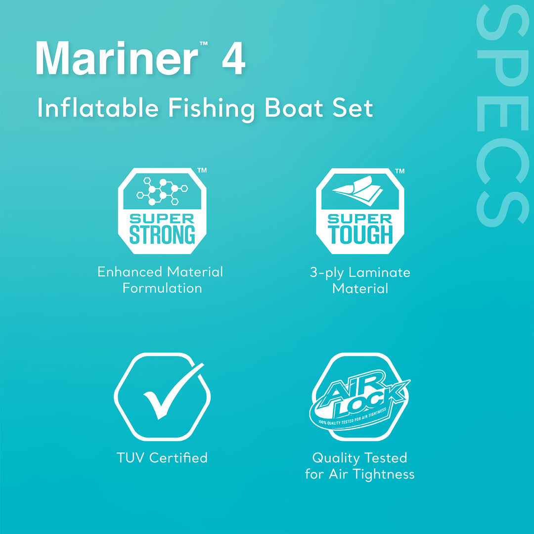 Intex Mariner 4 Inflatable Raft River/Lake Dinghy Boat Set & Motor Mount Kit