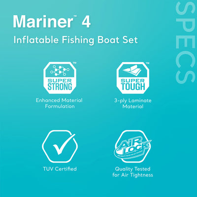 Intex Mariner 4 Inflatable Raft River/Lake Dinghy Boat Set & Motor Mount Kit - VMInnovations