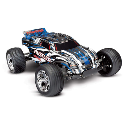 Traxxas Rustler XL-5 Remote Control RC Truck, 2WD, 1/10 Scale, Blue (For Parts)