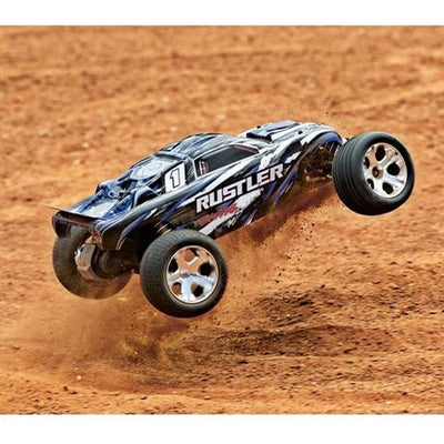 Traxxas Rustler XL-5 Remote Control RC Truck, 2WD, 1/10 Scale, Blue (For Parts)