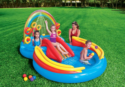 Intex 16ft x 5.5in Inflatable Kiddie Pool with Slide & Quick Fill Air Pump