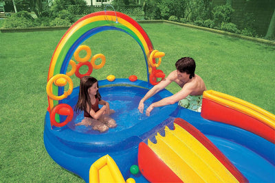 Intex 16ft x 5.5in Inflatable Kiddie Pool with Slide & Quick Fill Air Pump