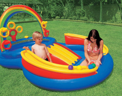 Intex 16ft x 5.5in Inflatable Kiddie Pool with Slide & Quick Fill Air Pump