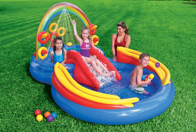 Intex 16ft x 5.5in Inflatable Kiddie Pool with Slide & Quick Fill Air Pump