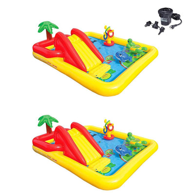 Intex 10ft x 31in Inflatable Ocean Play Center Pool (2 Pack) & Quick Fill Pump