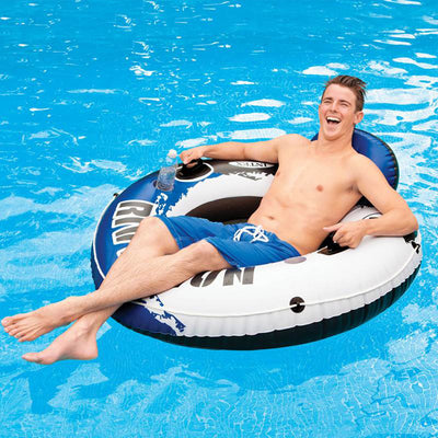 INTEX River Run I Inflatable Floating Tubes (Set of 3) & Quick Fill Air Pump