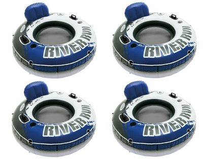 INTEX River Run I Inflatable Floating Tubes (Set of 4) & Quick Fill Air Pump