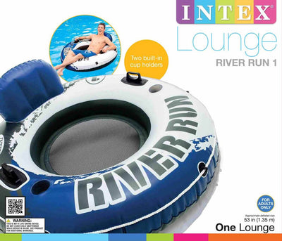 INTEX River Run I Inflatable Floating Tubes (Set of 6) & Quick Fill Air Pump