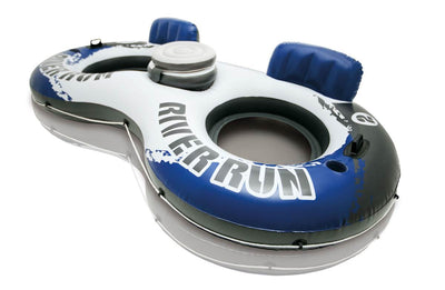 INTEX River Run II Water Tube Lounger w/ Cooler (Set of 2) & Quick Fill Air Pump