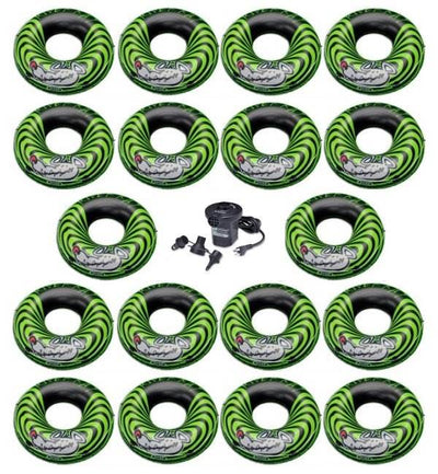 INTEX River Rat Inflatable Floating Tube Raft (Set of 18) & Quick Fill Air Pump