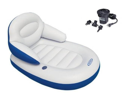 INTEX Comfy Cool Inflatable Floating Lounge Chair & Quick Fill Air Pump | 58864E