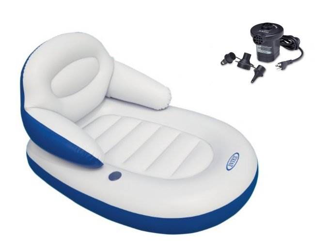 INTEX Comfy Cool Inflatable Floating Lounge Chair & Quick Fill Air Pump | 58864E