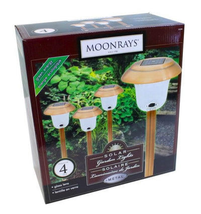 4 Pack MOONRAYS 91391 Solar White LED Garden/Outdoor Lawn Lights Lamp Bronze