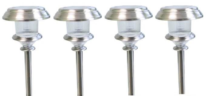 4) MOONRAYS 91354 Solar White LED Garden/Outdoor Lawn Lights Lamp - Open Box