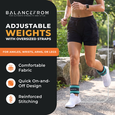 BalanceFrom Fitness Adjustable Ankle, Wrist, Arm or Leg Weights, 3-lb (Open Box)