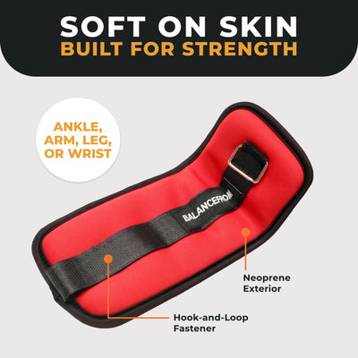 BalanceFrom Fitness Fully Adjustable Ankle, Wrist, Arm, Leg Weights, 10-lb Pair - VMInnovations