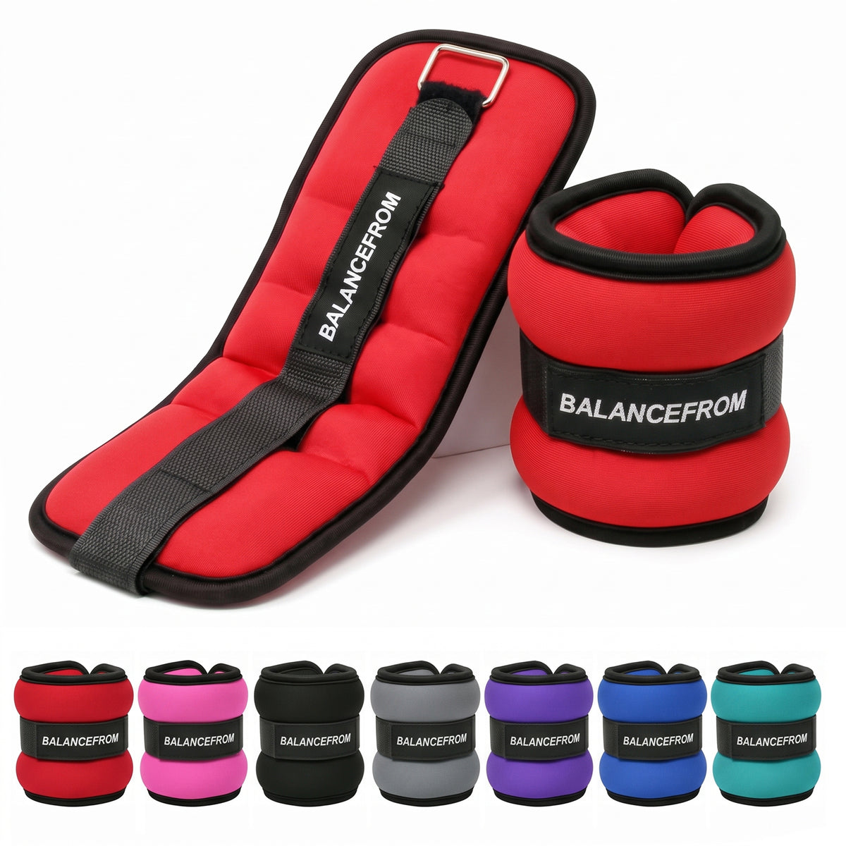 BalanceFrom Fitness Fully Adjustable Ankle, Wrist, Arm, Leg Weights, 10-lb Pair - VMInnovations