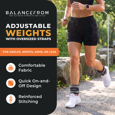 BalanceFrom Fitness Fully Adjustable Ankle, Wrist, Arm or Leg Weights, 6-lb Pair