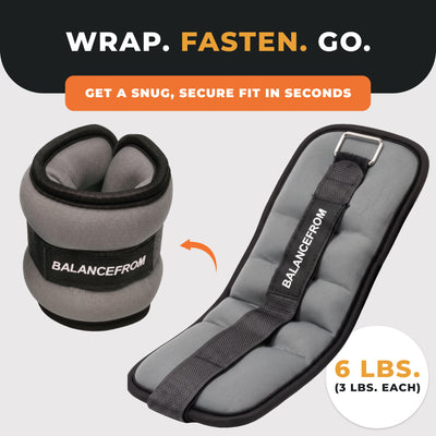BalanceFrom Fitness Fully Adjustable Ankle, Wrist, Arm or Leg Weights, 6-lb Pair