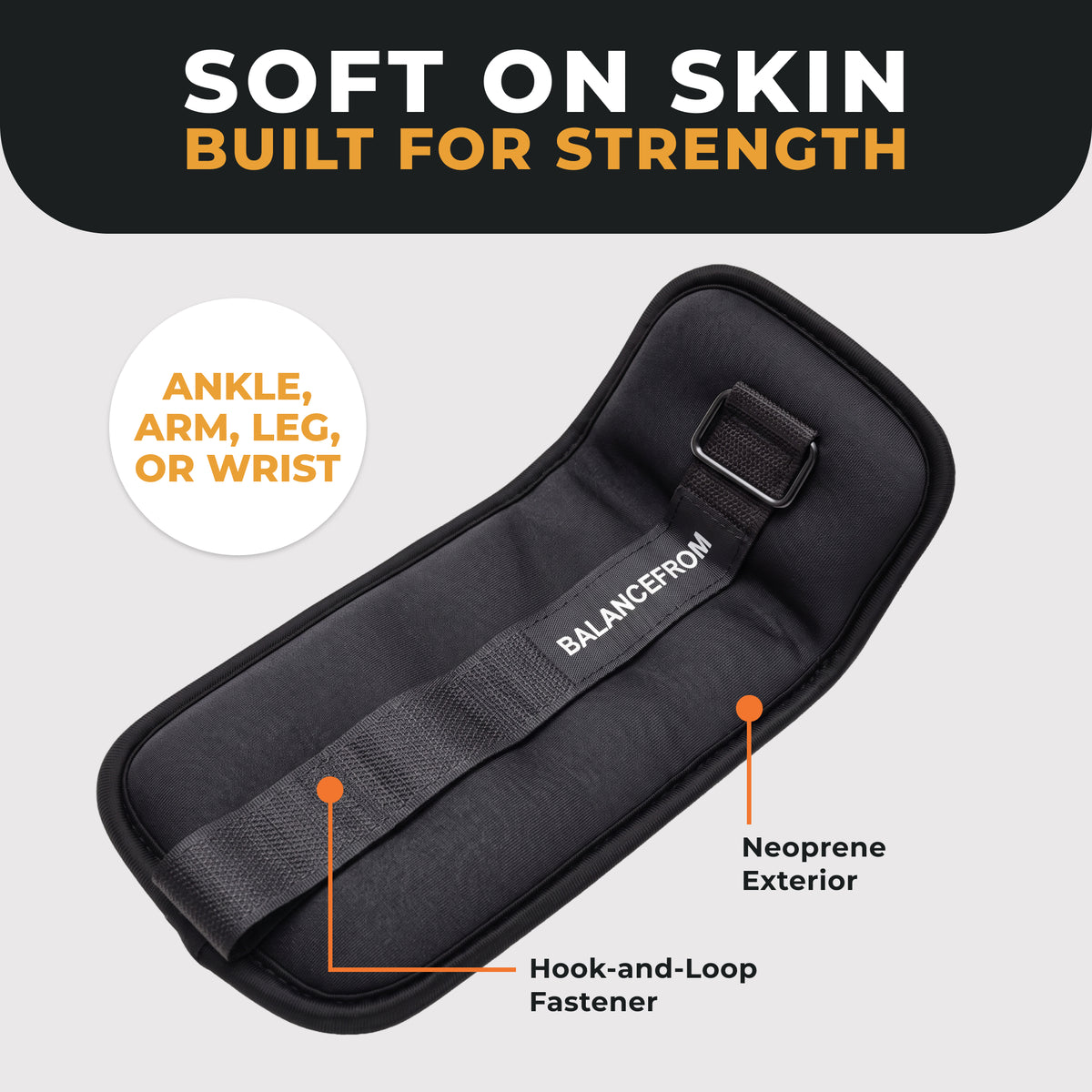 BalanceFrom Fitness Adjustable Fit Ankle, Wrist, Arm or Leg Weights, 8-lb Pair - VMInnovations