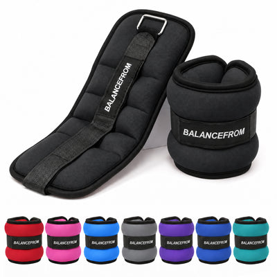 BalanceFrom Fitness Adjustable Fit Ankle, Wrist, Arm or Leg Weights, 8-lb Pair - VMInnovations