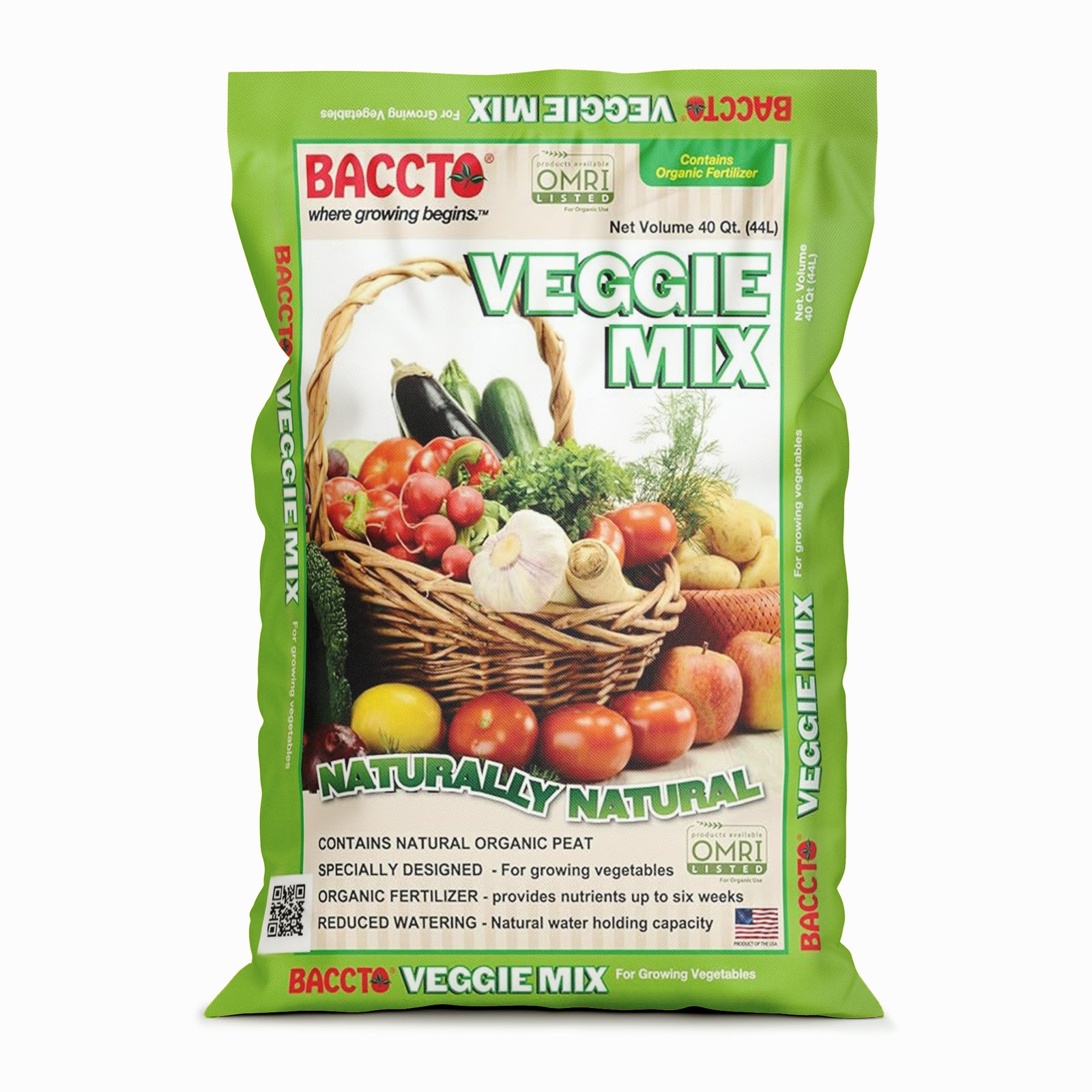 Michigan Peat Company BACCTO Veggie Planting Mix for Vegetables, 40 Quart Bag - VMInnovations