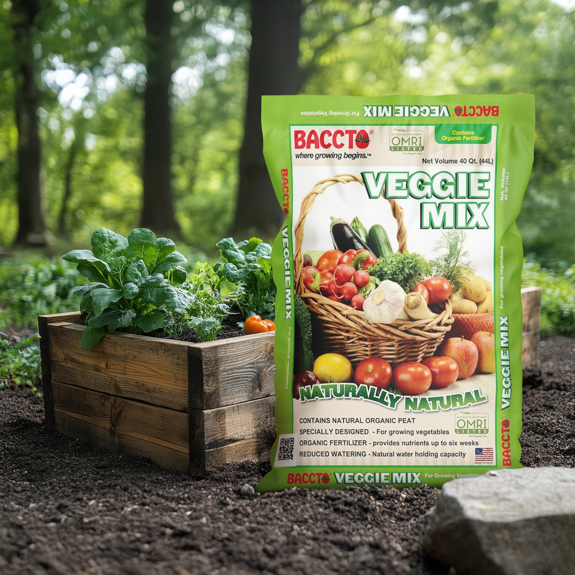 Michigan Peat Company BACCTO Veggie Planting Mix for Vegetables, 40 Qt, 10 Pack